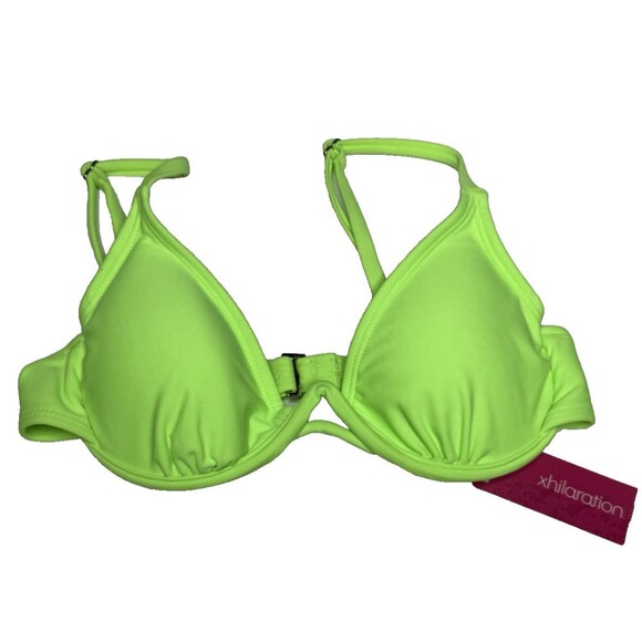 Xhilaration Juniors Lime Green Inverted V Front Underwire Bikini Top S 0-2 NEW! - Picture 9 of 11